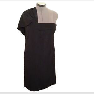NWT Emporio Armani Authentic One Shoulder Short Black Dress Size EU48/US12